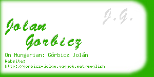 jolan gorbicz business card
